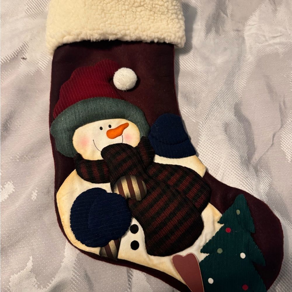 NEW Set of TWO Cute Snowman Christmas Stocking!Plus a mini Red Sticking Bag. NEW - Picture 9 of 16
